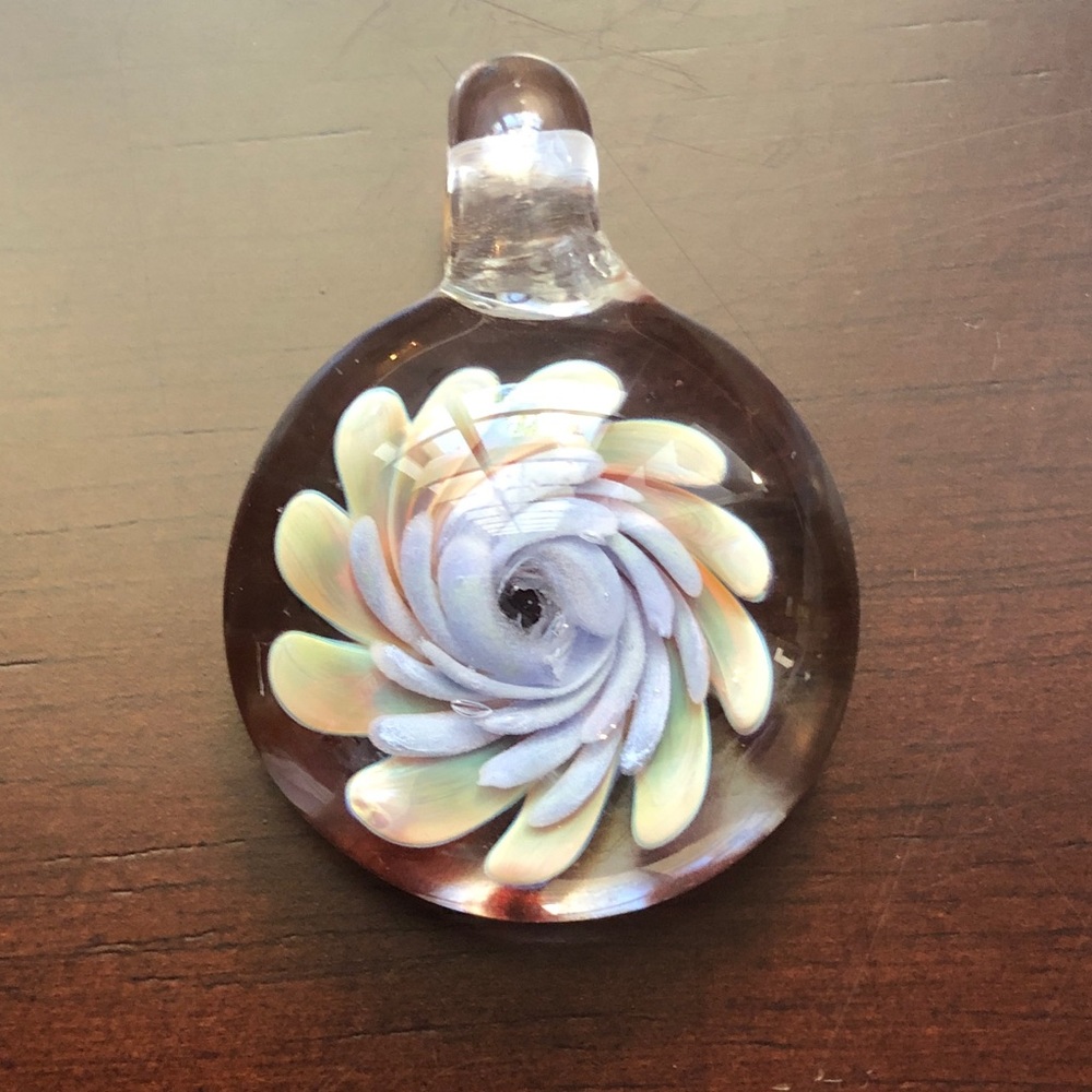 Hand Blown Glass Flower Pendant